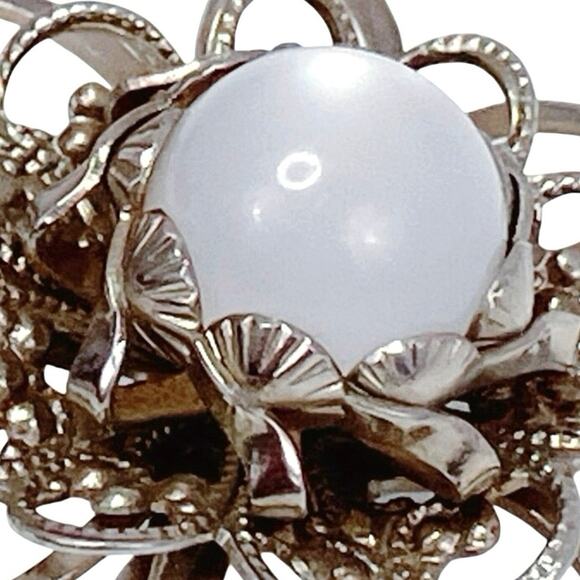 VTG Mid Century Moonglow Brooch Lucite Floral Starburst Pin Silver Tone - Picture 6 of 9